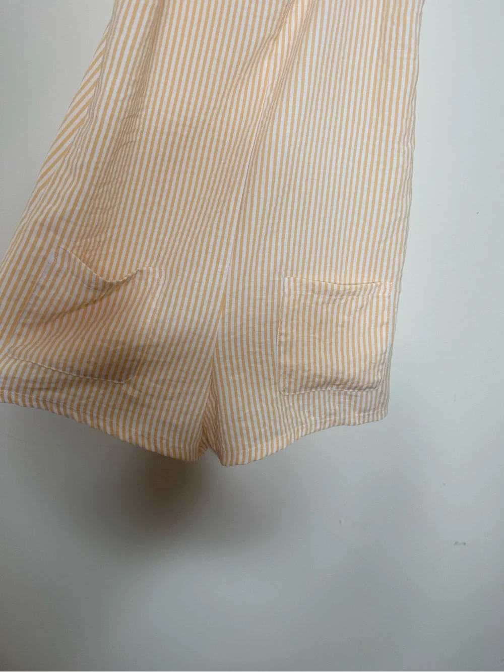 art class Yellow and White Striped Tie-Shoulder Romper